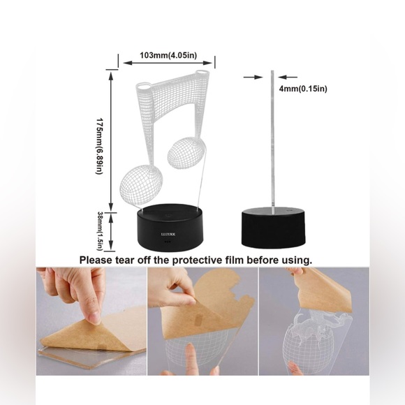 Visual 3D Night light Note Shape 2D Table Lamp for Music lovers - Picture 6 of 6